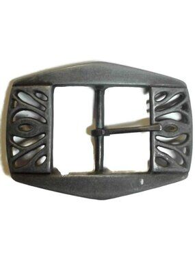 Antique Metal Belt Buckle With Decorative Scroll Design